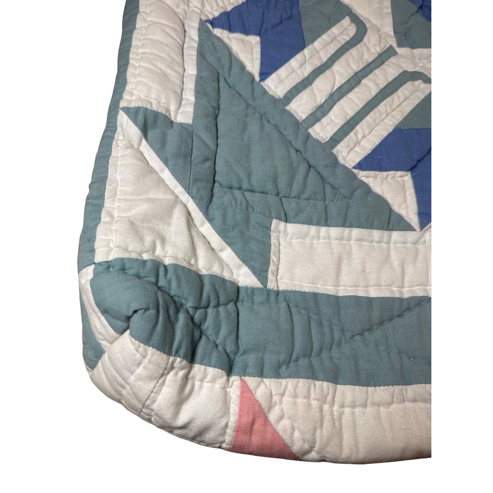 Pierson's cottagecore Vintage Quilt Tote Bag Patchwork Star Pastel Blue Pink - Picture 3 of 7